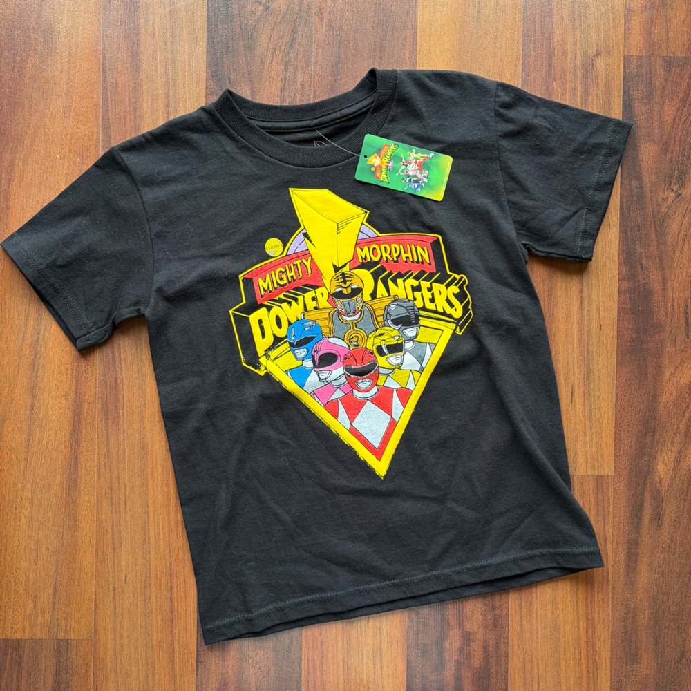 Bioworld Mighty Morphin Power Rangers Kids Graphic T-Shirt Black Size‎ M 8 NEW